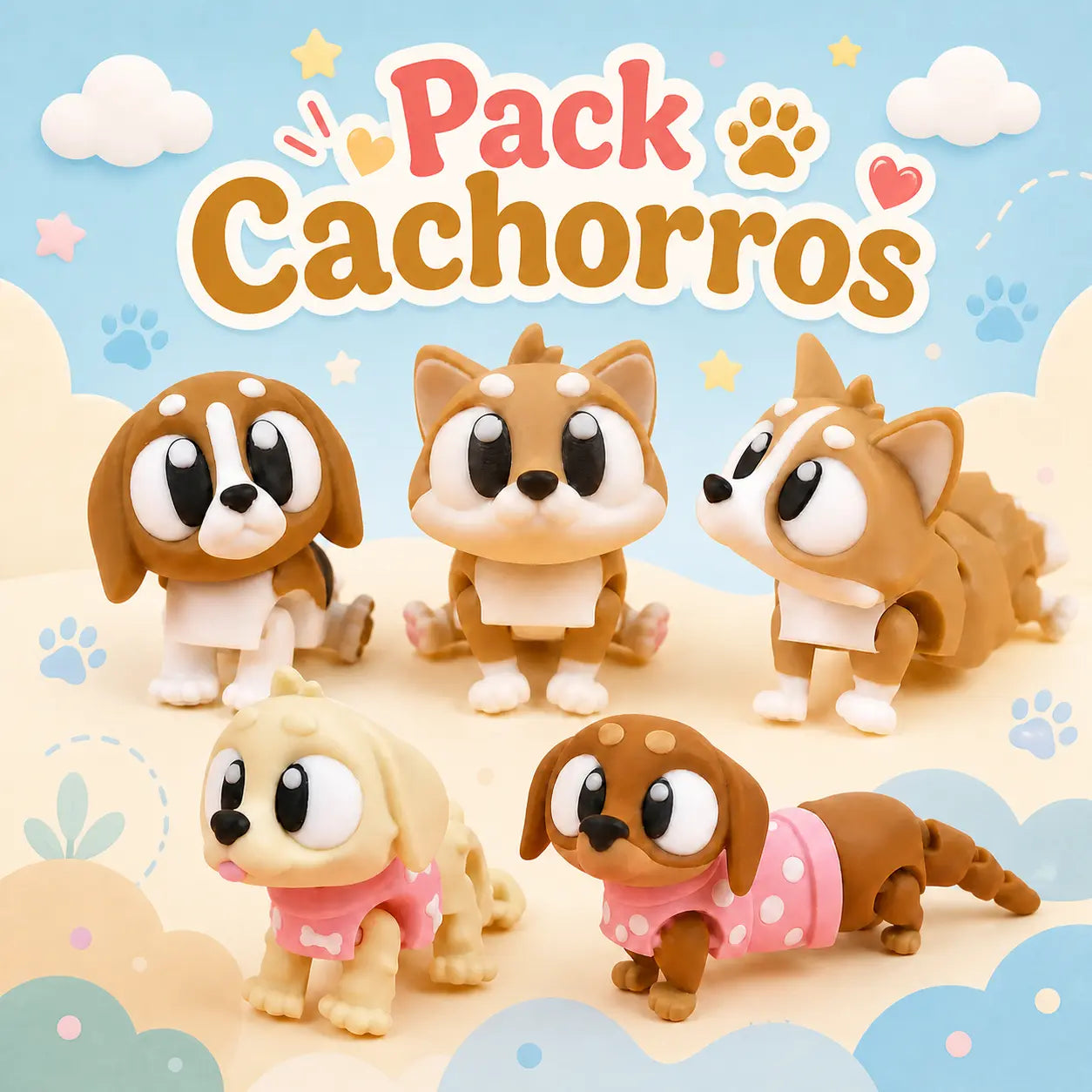 Los Peques Caninos pack figuras articuladas | Wompy Pals